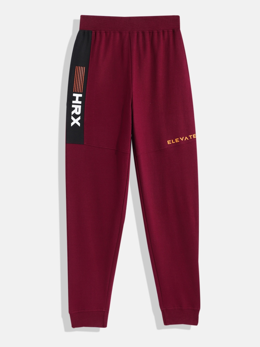 

HRX By Hrithik Roshan Boys Brand Logo Printed Joggers, Burgundy