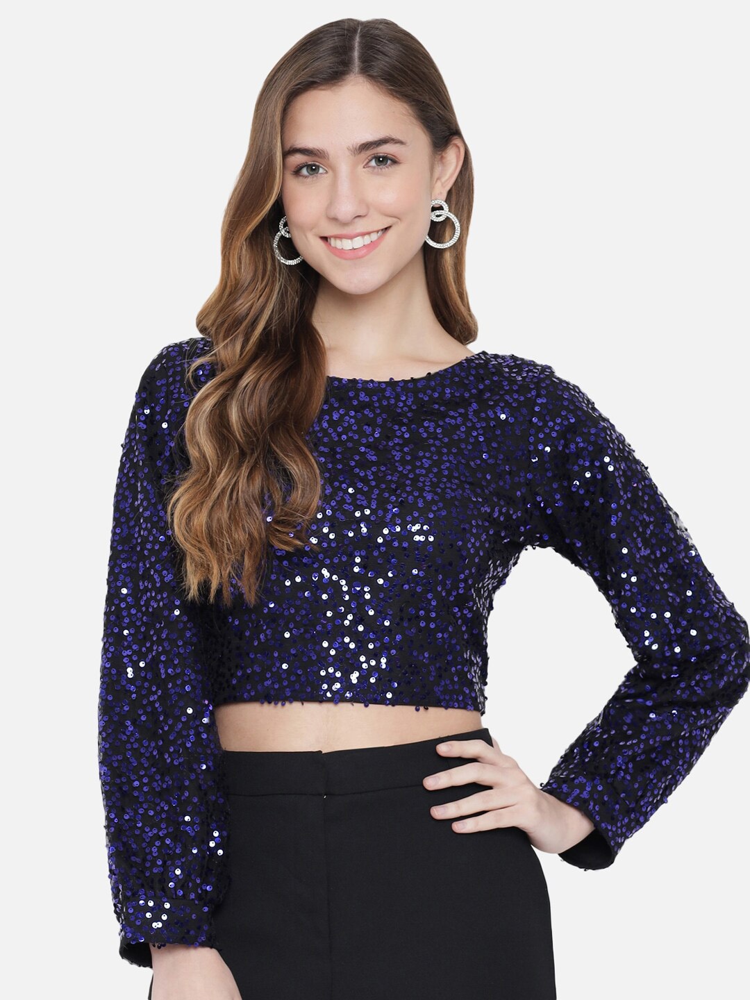 

Trend Arrest Embellished Crop Top, Blue