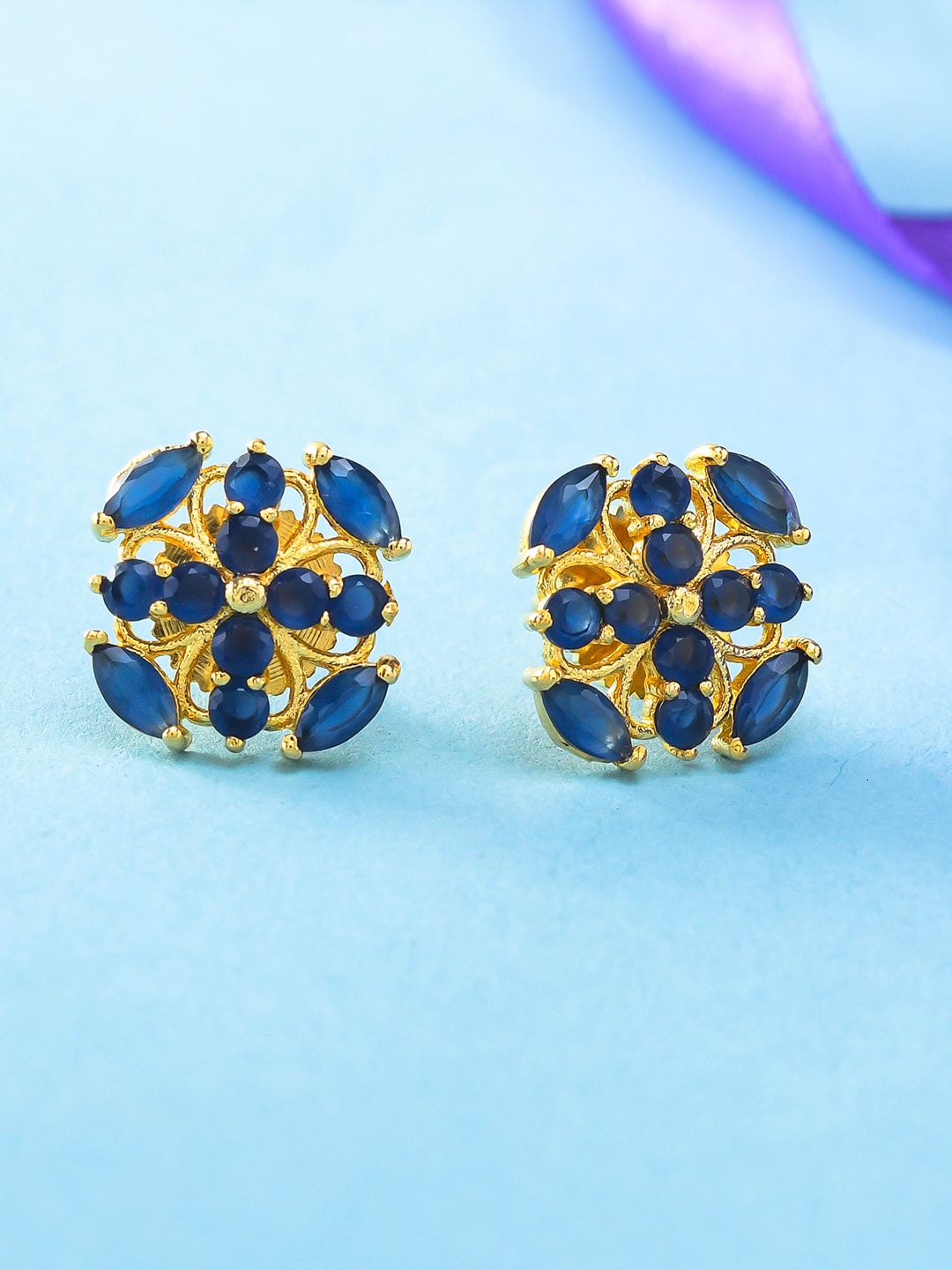 

Voylla Gold-Plated Contemporary Studs Earrings, Blue