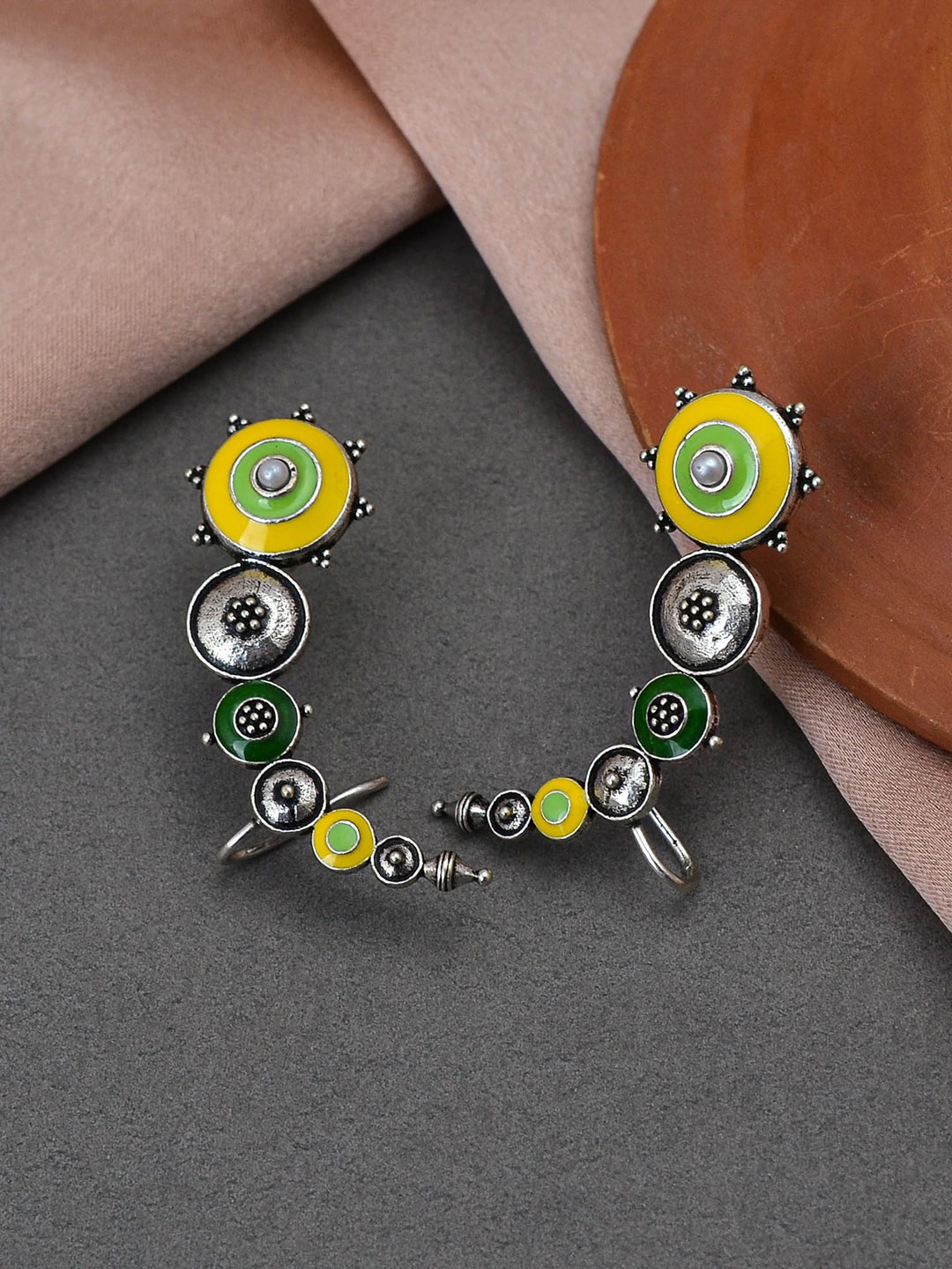 

Voylla Silver-Plated Contemporary Drop Earrings, Yellow