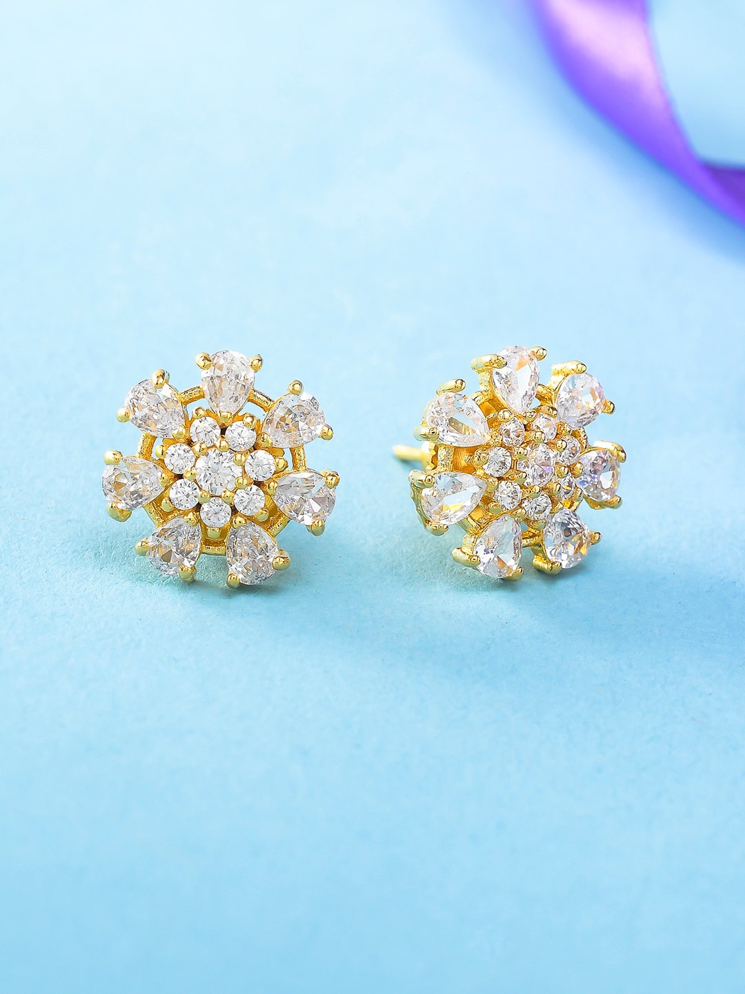 

Voylla Gold-Plated Contemporary Studs Earrings, White