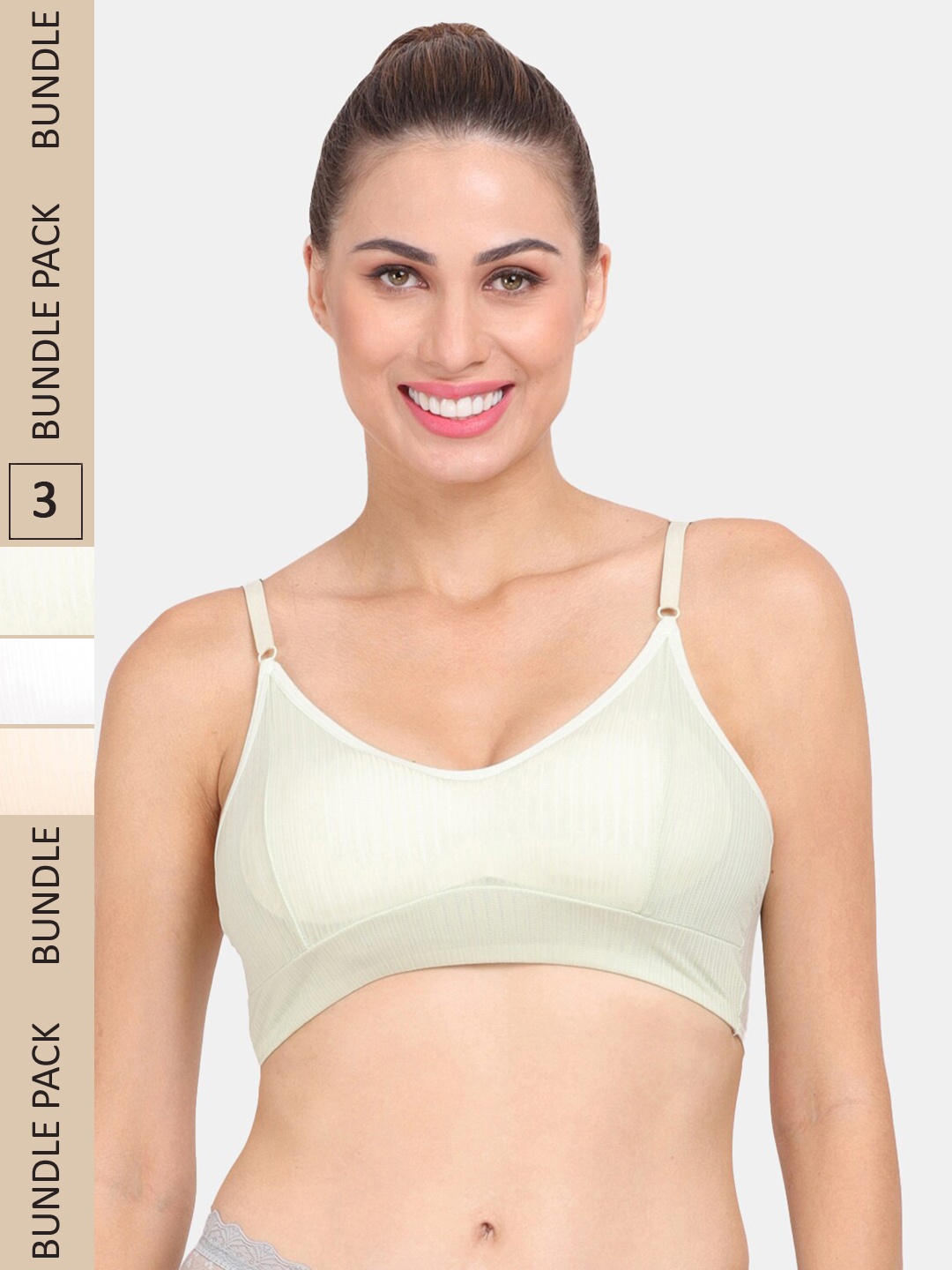 

Amour Secret Pack Of 3 Removable Padded Sports Bra, Green
