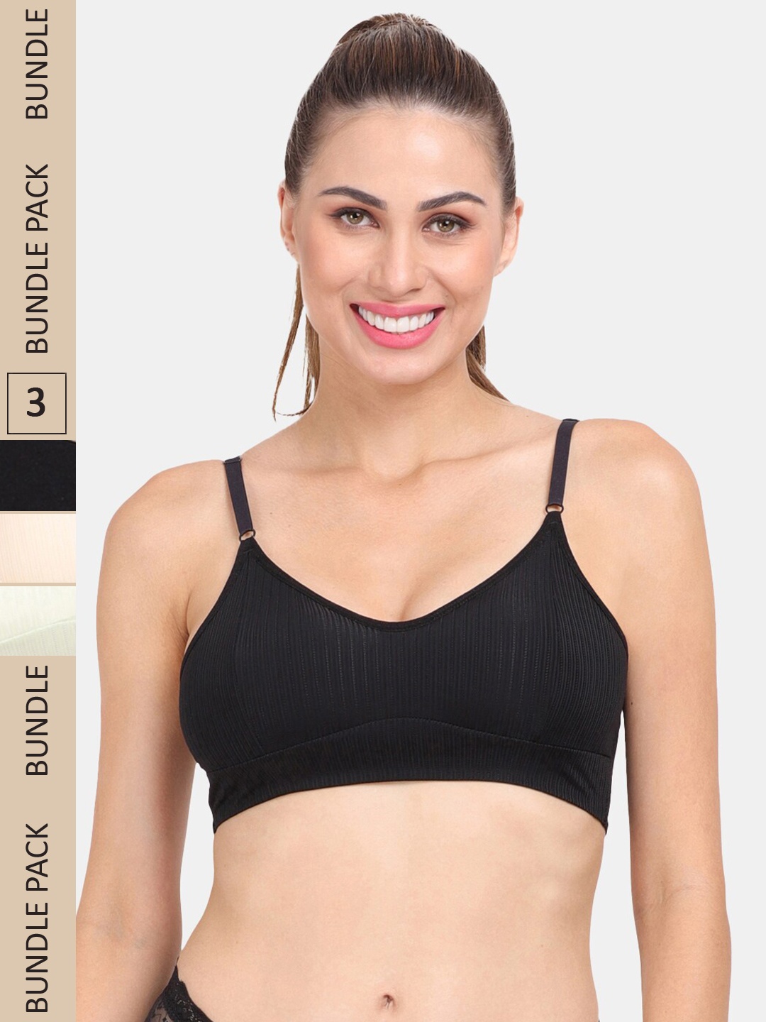 

Amour Secret Pack Of 3 Removable Padded Sports Bra, Black