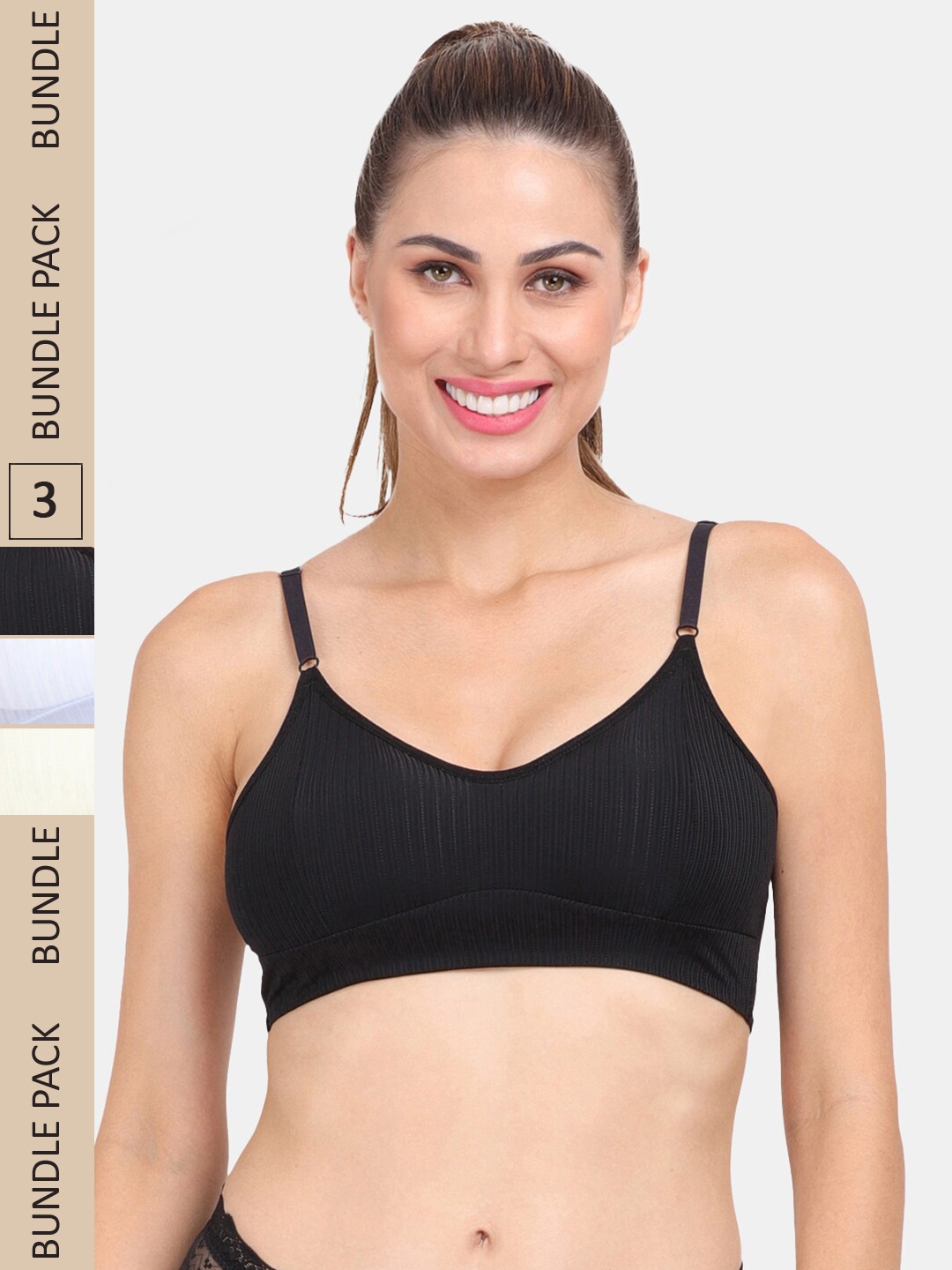 

Amour Secret Pack Of 3 Removable Padded Sports Bra, Black