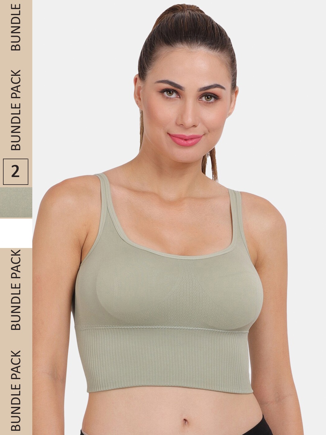 

Amour Secret Pack Of 2 Removable Padded Sports Bra, Green