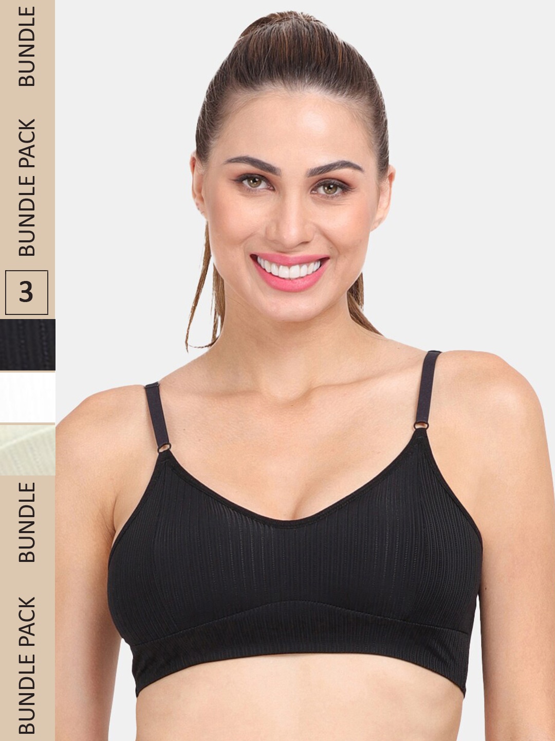 

Amour Secret Pack of 3 Bra, Black