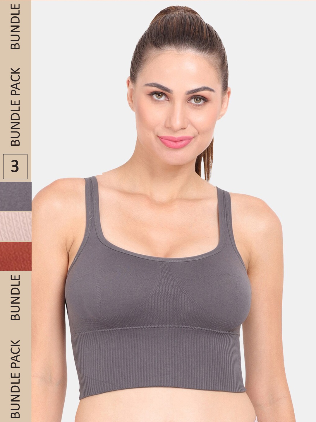 

Amour Secret Pack of 3 Bra, Grey