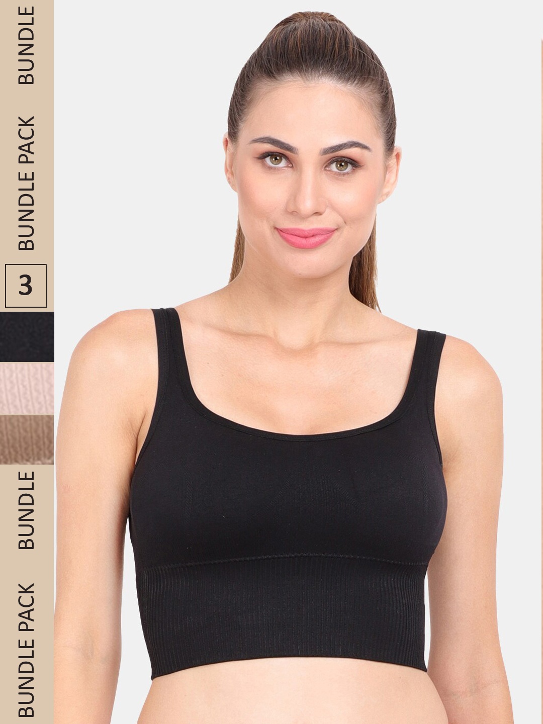 

Amour Secret Pack Of 3 Removable Padded Sports Bra, Black
