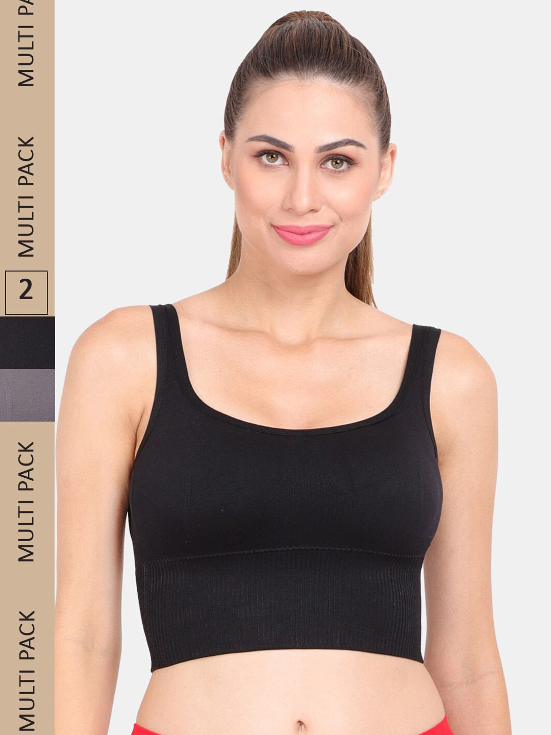 

Amour Secret Pack Of 2 Removable Padded Sports Bra, Black