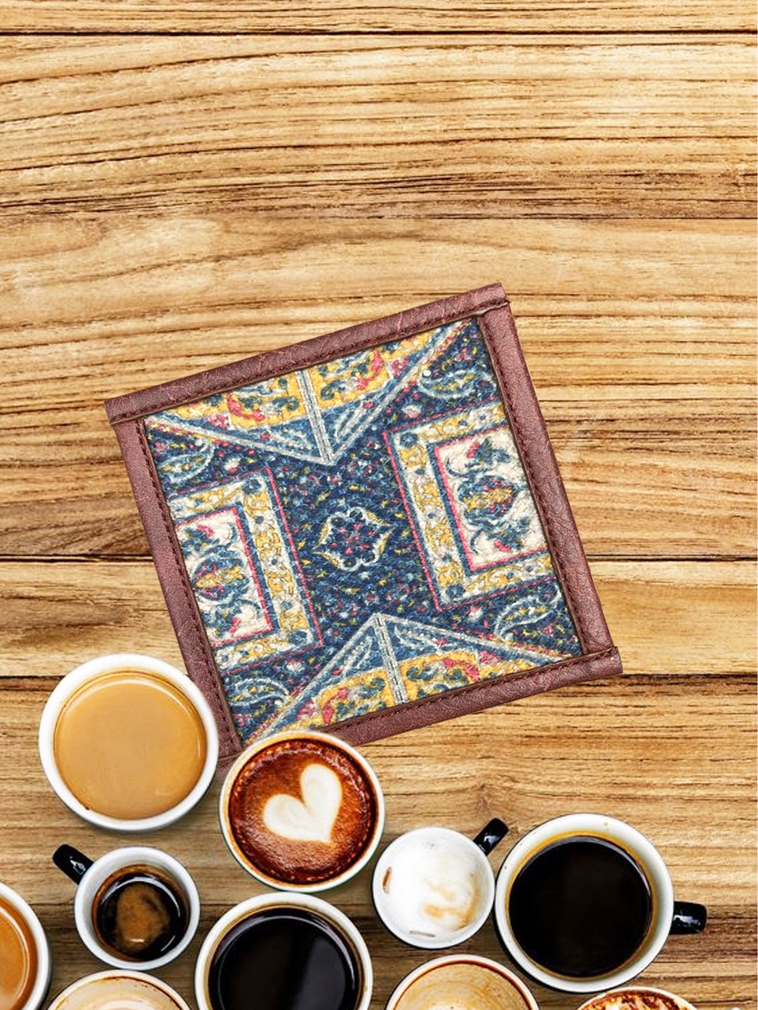 

Mona B Blue & Beige Set of 4 Printed Coasters