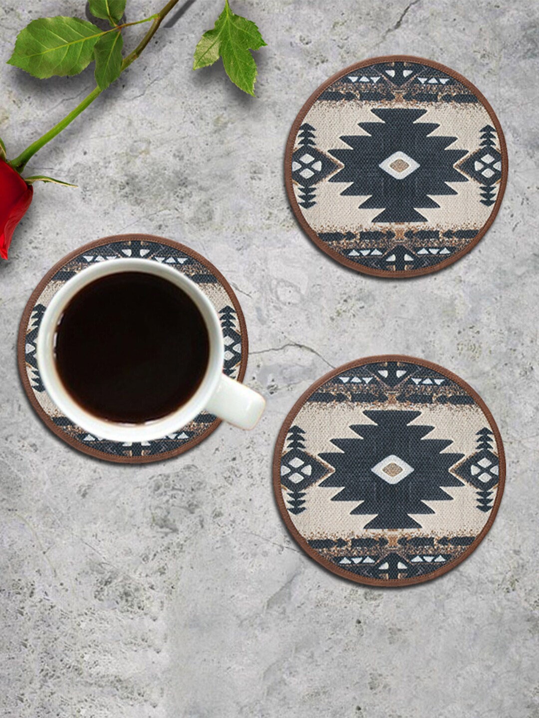 

Mona B Brown & Grey Set Of 4 Printed Coasters