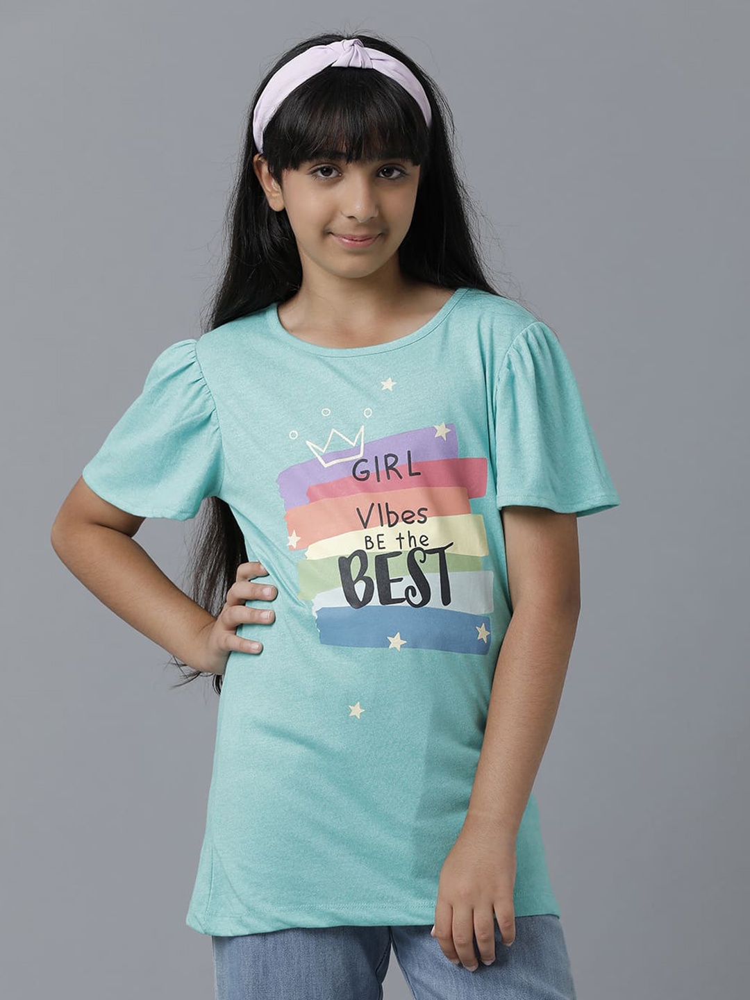 

UNDER FOURTEEN ONLY Typography Printed Cotton Top, Blue