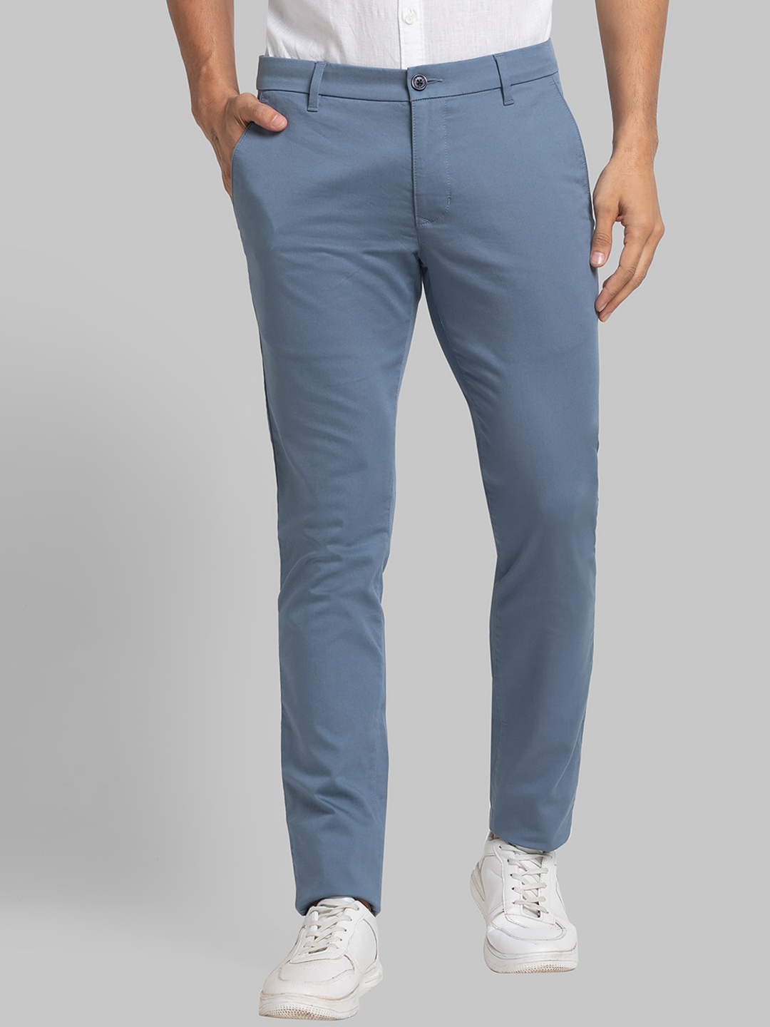 

Parx Men Slim Fit Trousers, Blue