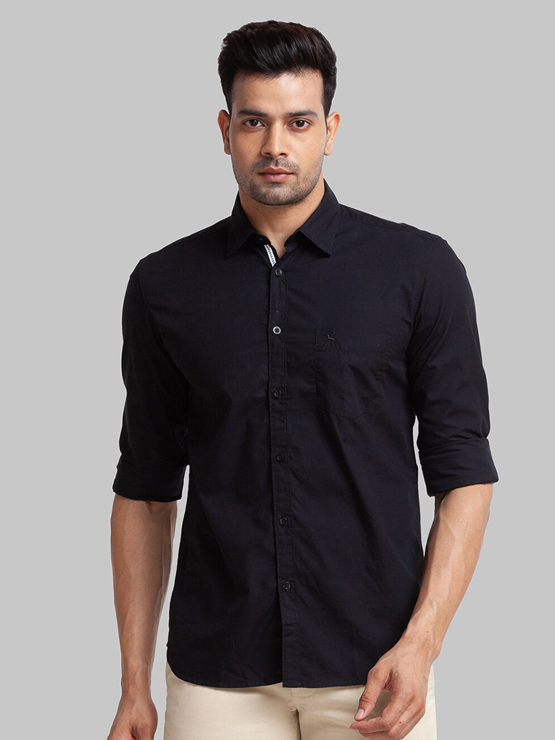 

Parx Men Slim Fit Casual Cotton Shirt, Black
