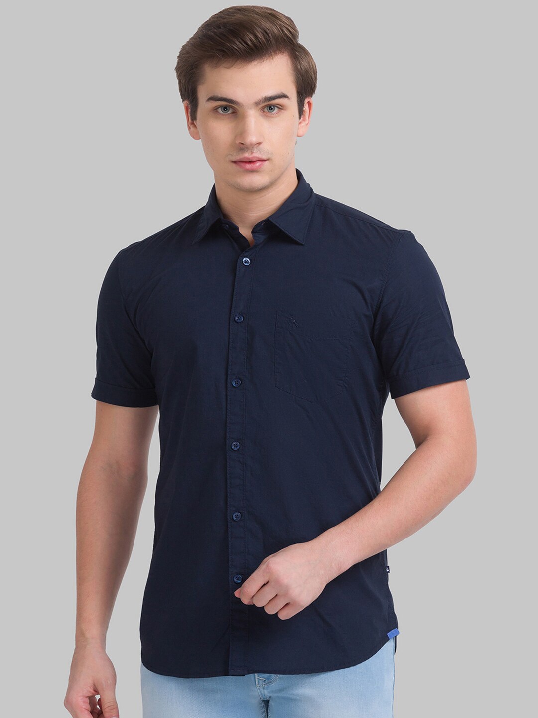 

Parx Men Navy Blue Slim Fit Casual Shirt