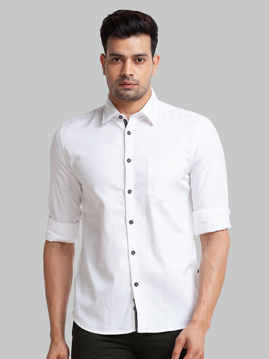 

Parx Men Slim Fit Smart Casual Cotton Shirt, White