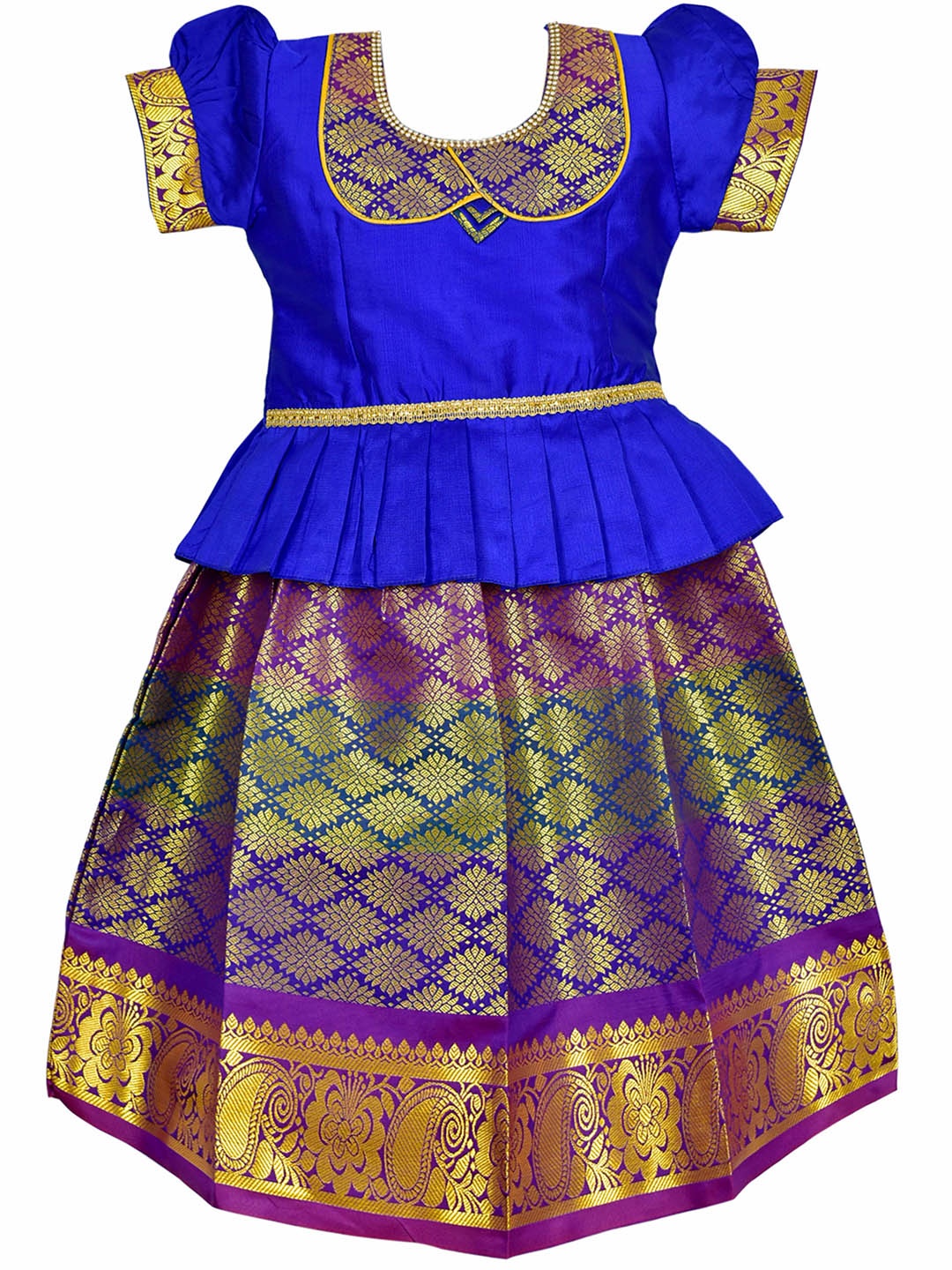 

AMIRTHA FASHION Girls Woven Design Ready to Wear Lehenga Choli, Navy blue