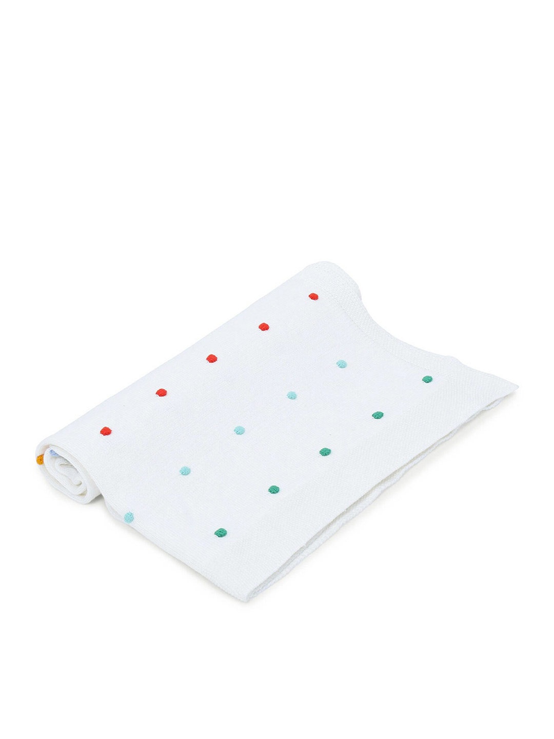 

haus & kinder White & Green 800 GSM Geometric AC Room Single Pure Cotton Bed Blanket