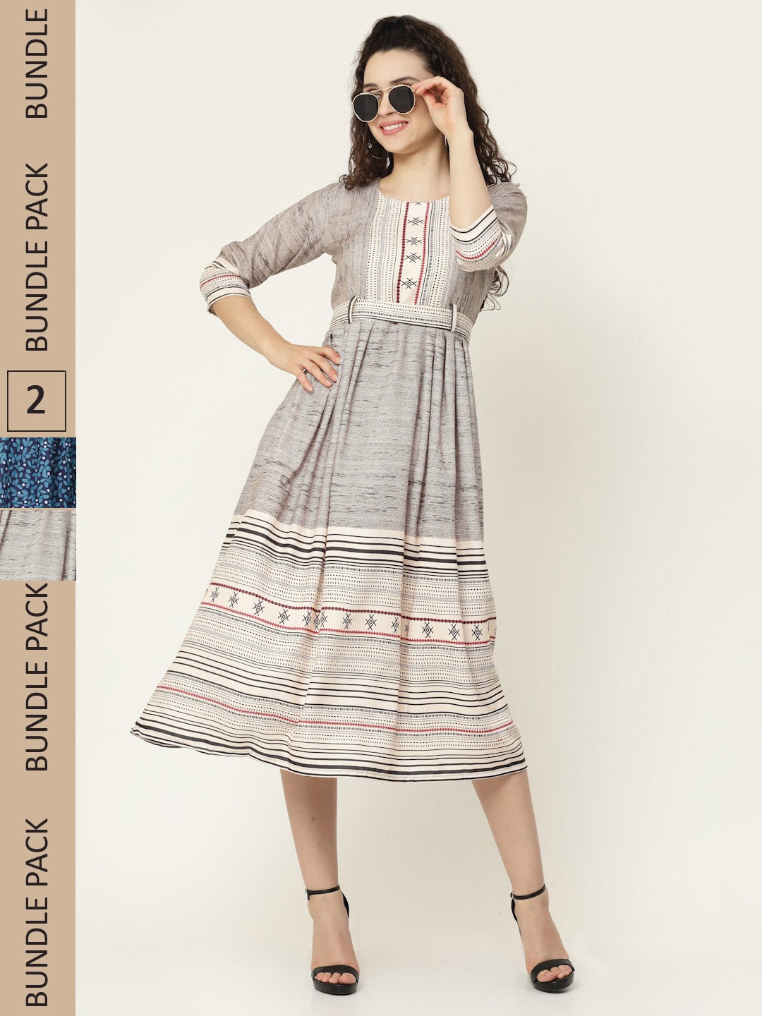 

MISS AYSE Pack Of 2 Printed Midi Dress, Multi