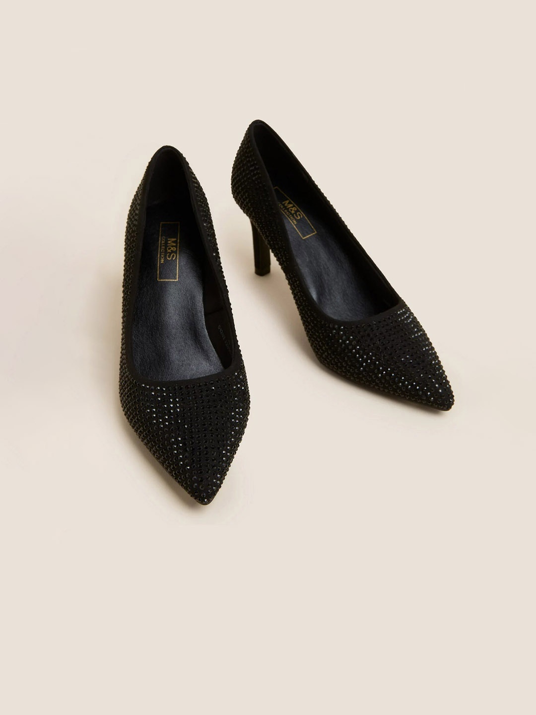 

Marks & Spencer Embellished PU Pumps Heels, Black
