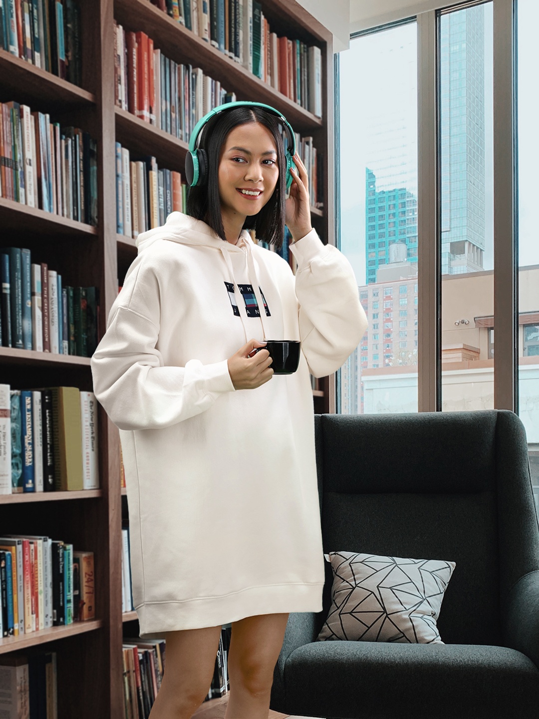 

Tommy Hilfiger Embroidered Hooded Dress, White
