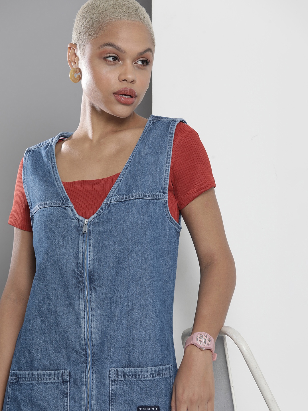 

Tommy Hilfiger Pure Cotton Denim Pinafore Dress, Blue