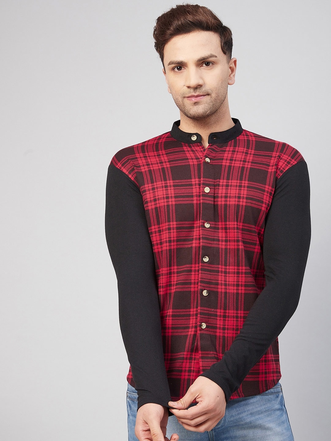 

GRITSTONES Men Comfort Tartan Checks Checked Casual Shirt, Red