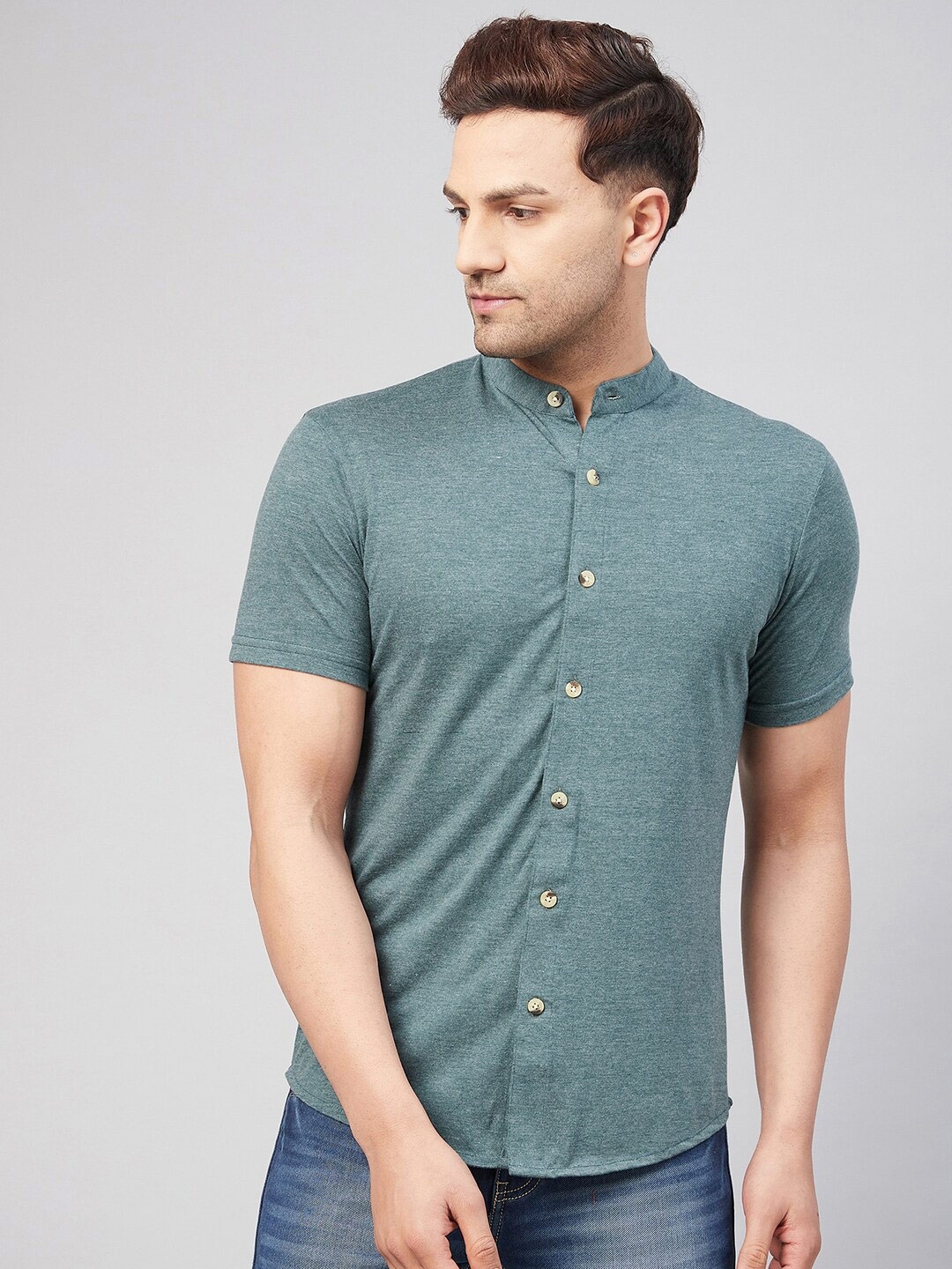 

GRITSTONES Men Comfort Casual Cotton Shirt, Green