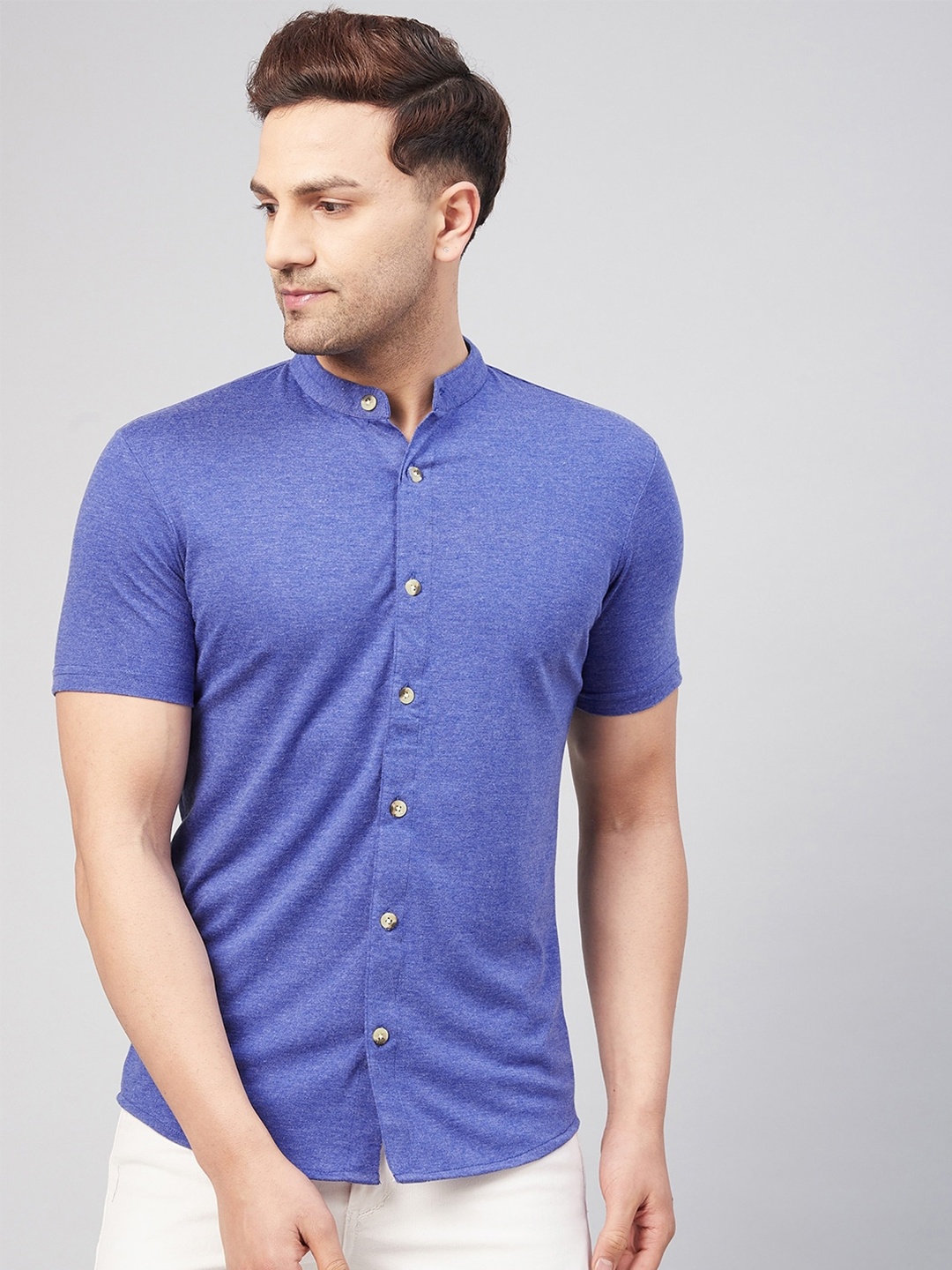 

GRITSTONES Men Comfort Casual Cotton Shirt, Blue