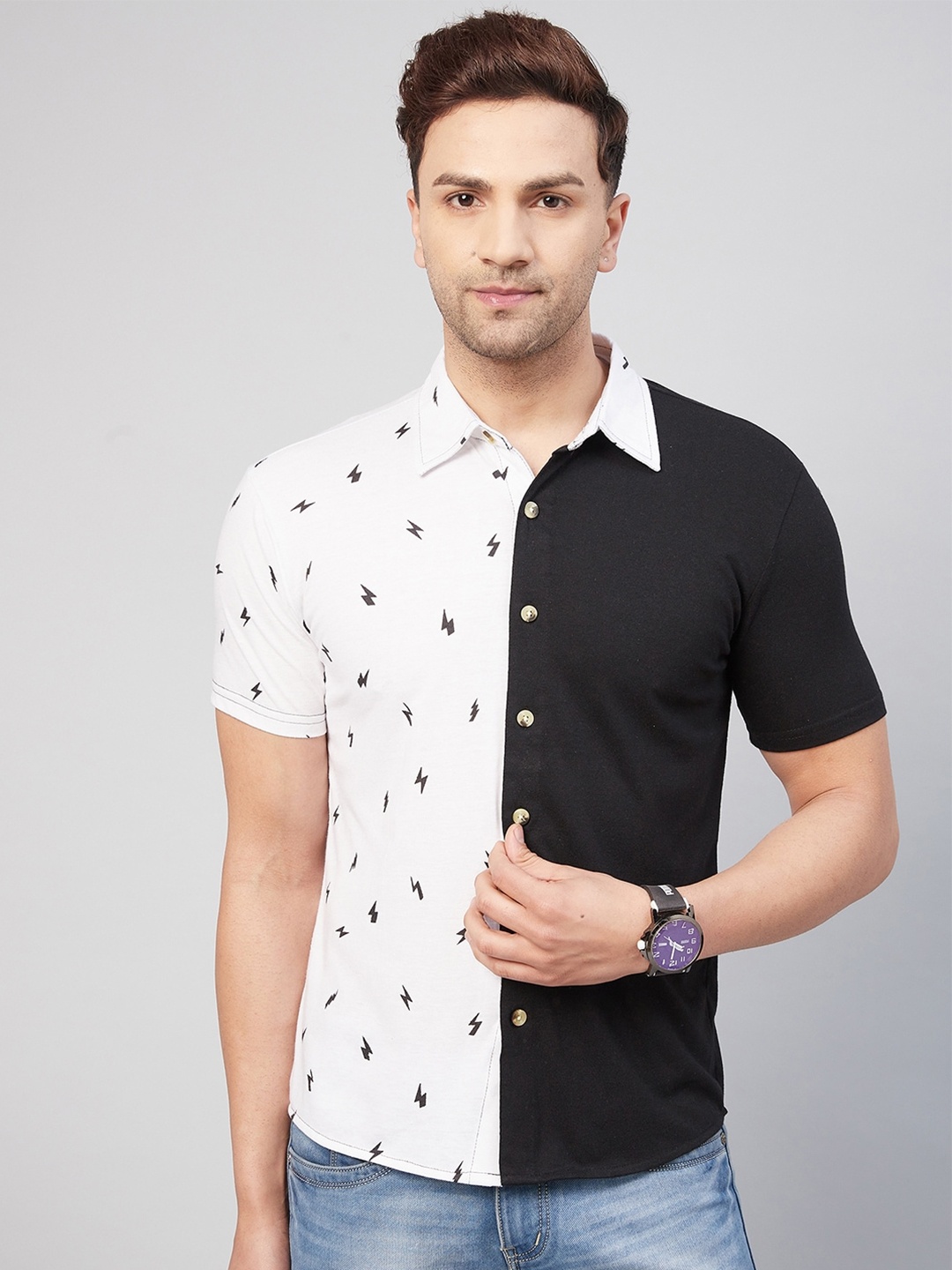

GRITSTONES Men Comfort Printed Casual Shirt, Black