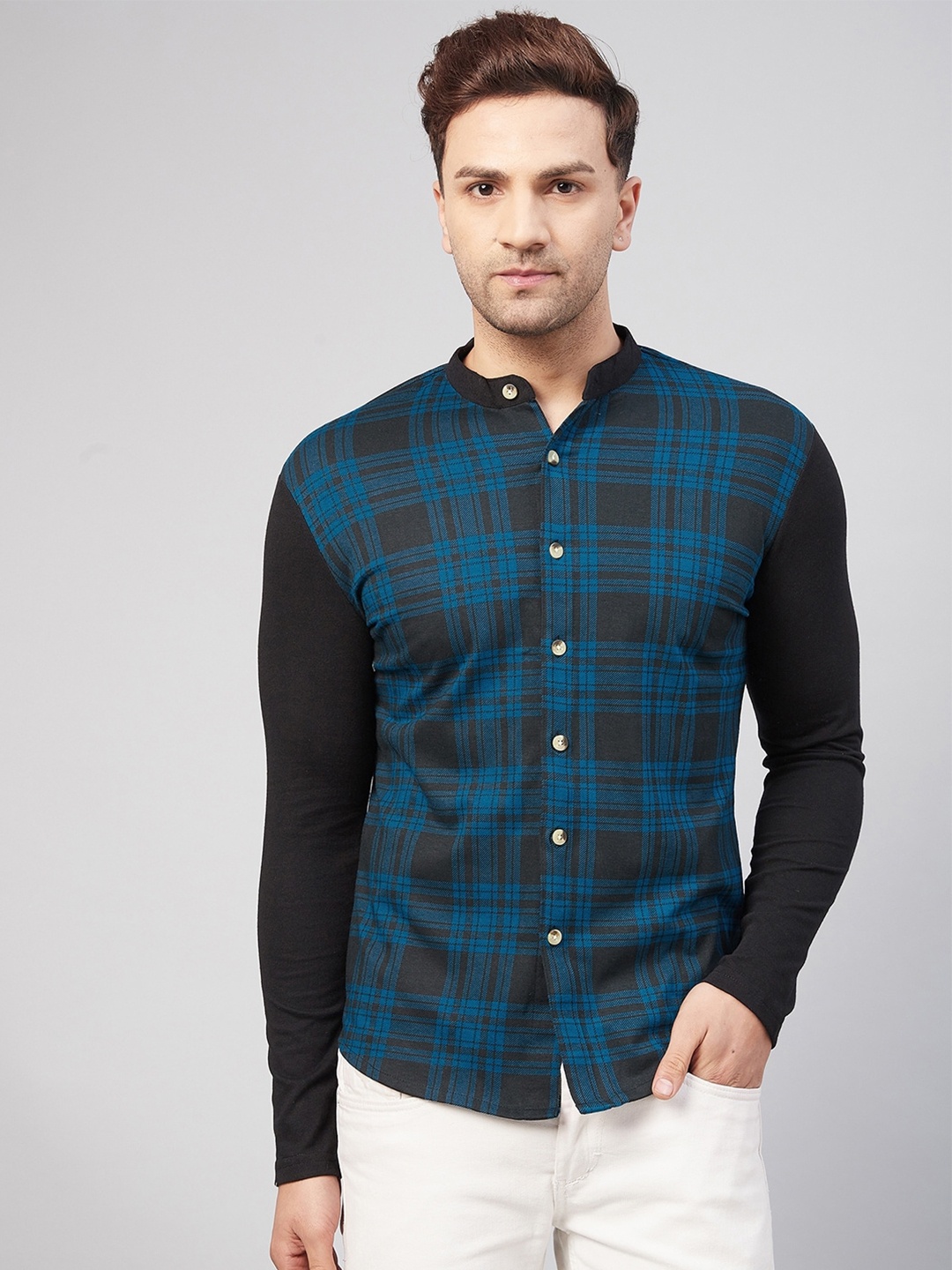 

GRITSTONES Men Comfort Tartan Checks Checked Casual Shirt, Blue