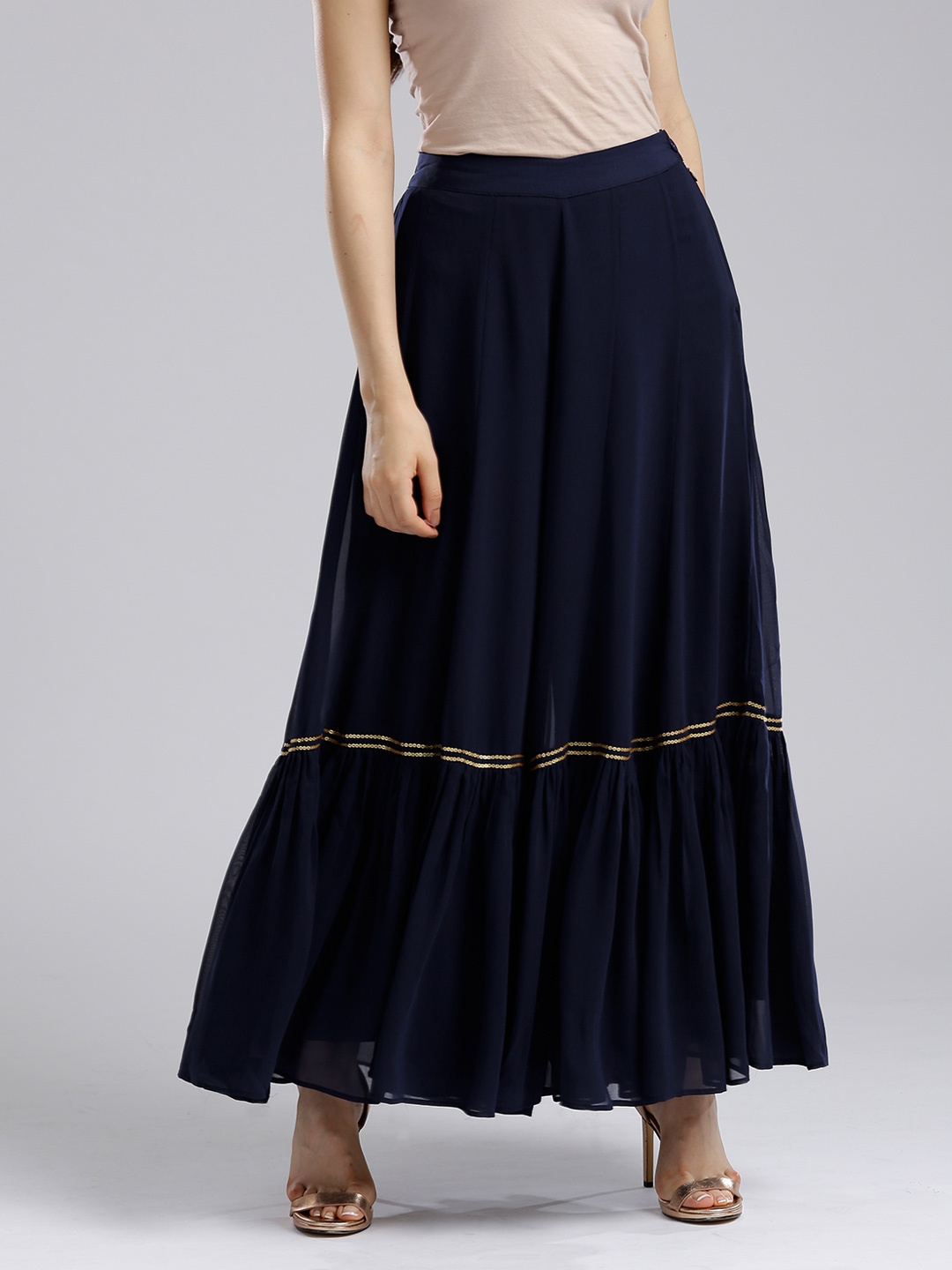 

WISHFUL by W Women Navy Blue Solid Flared Sharara