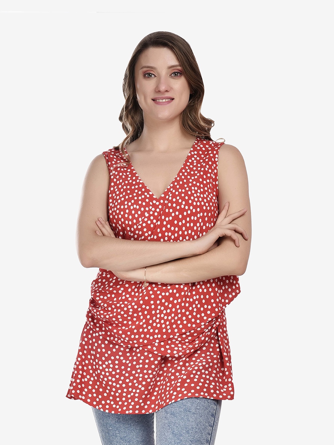 

Athah Geometric Print Top, Red