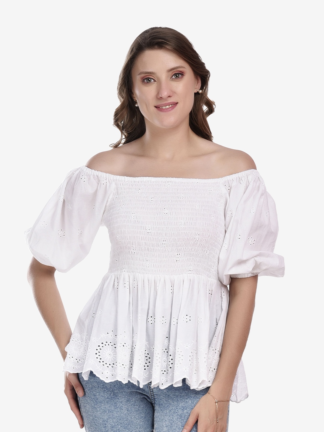 

Athah Off-Shoulder Bardot Cotton Top, Na