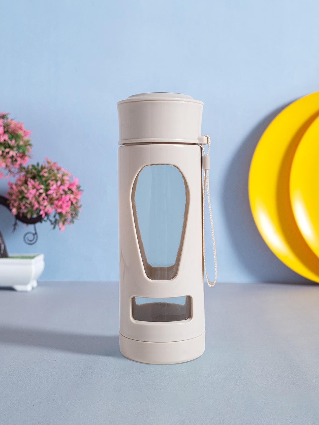 

Golden Peacock Beige & Transparent Glass Water Bottle 500 ml
