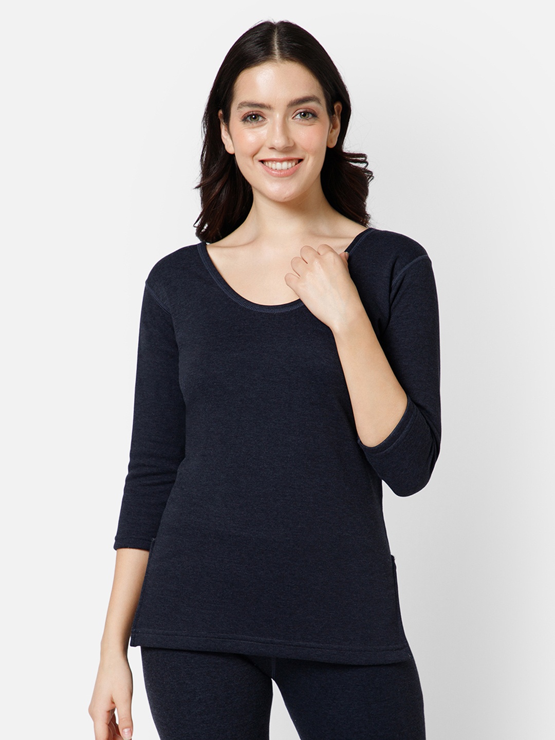 

BODYCARE INSIDER Women Fleece Thermal Tops, Navy blue