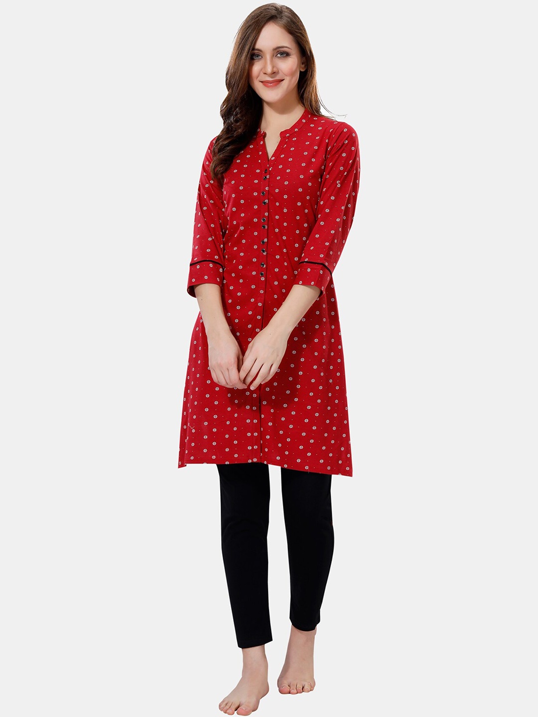 

Ever Loved Women Maroon Floral Printed Kurta with Trousers