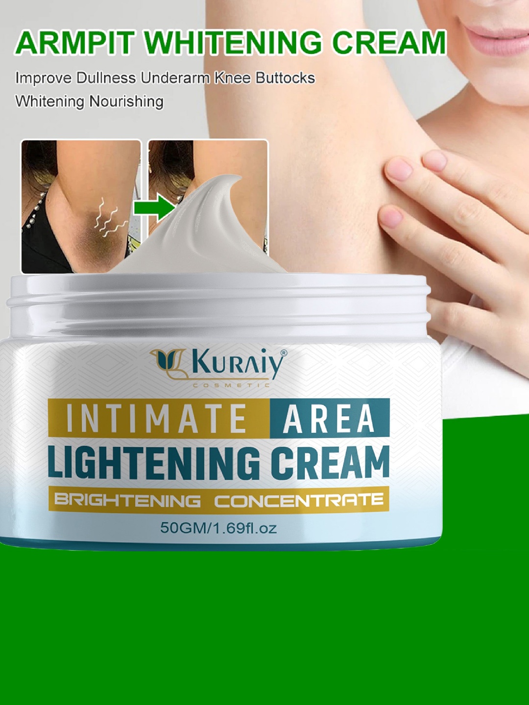 

KURAIY Intimate Area Natural Body Whitening Cream-50gm, White
