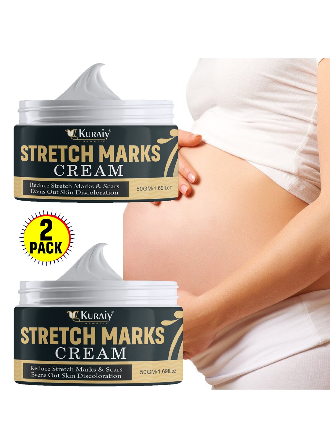 

KURAIY Women Pack Of 2 Stretch Marks Treatment Maternity Repair Cream 50g, White
