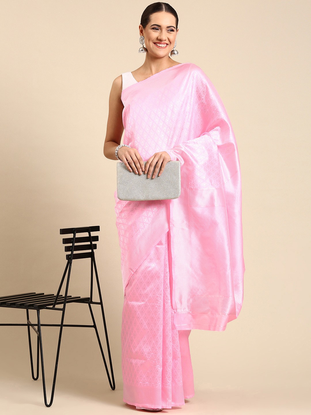 

Pothys Woven Design Ethnic Motifs Jute Silk Saree, Pink