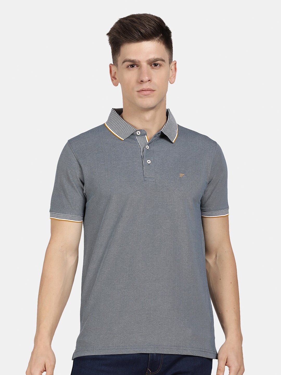 

t-base Men Polo Collar T-shirt, Blue