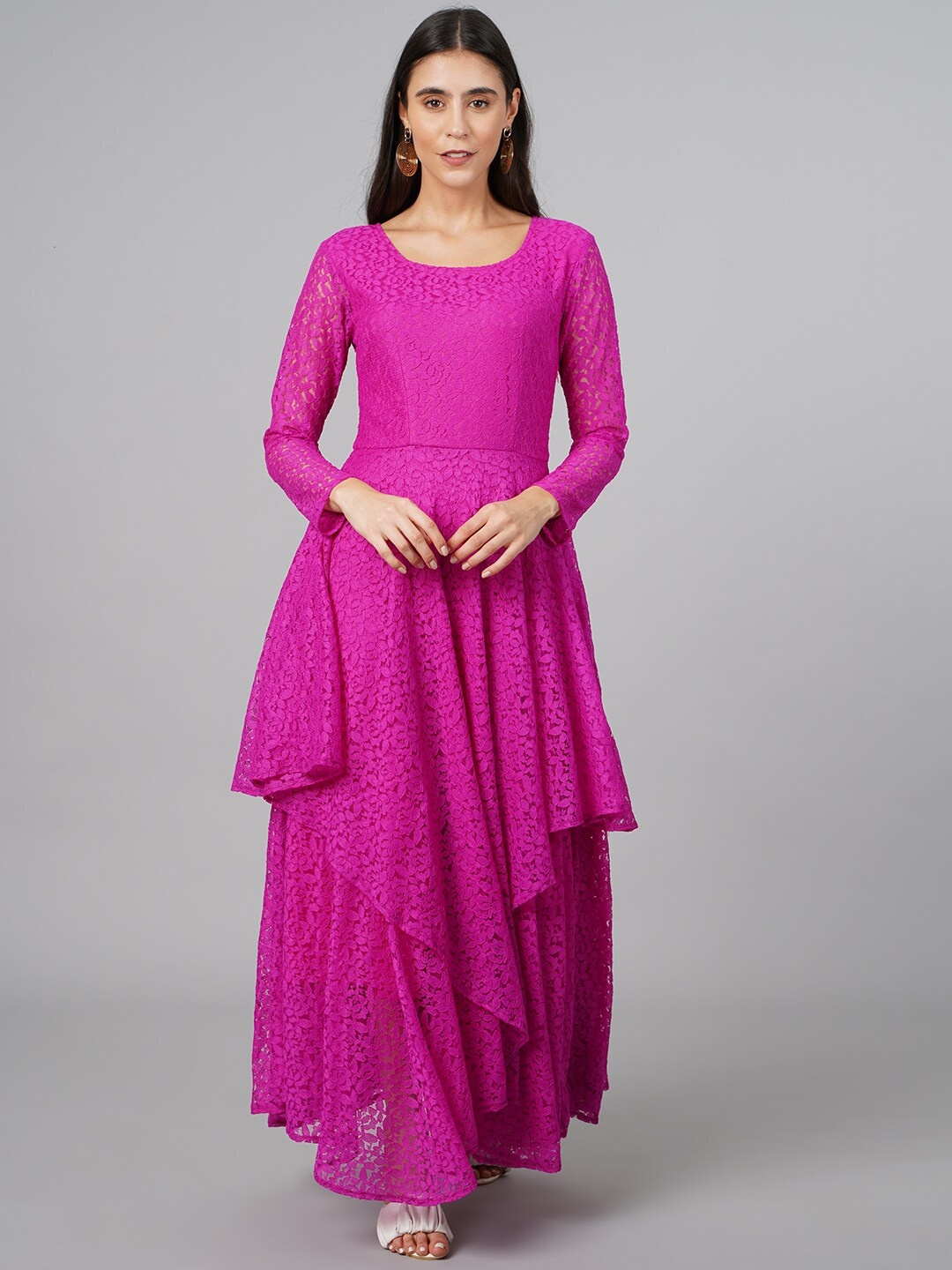 

Cation Fuchsia Lace Maxi Dress