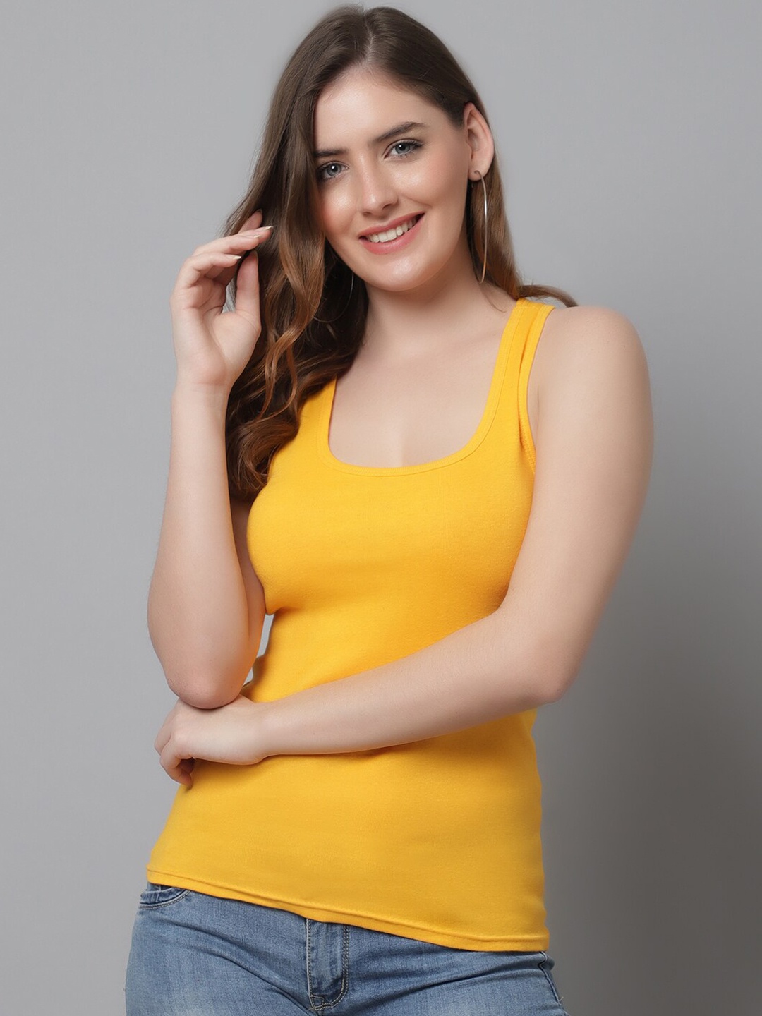 

KEX Women Cotton Tank Top, Yellow