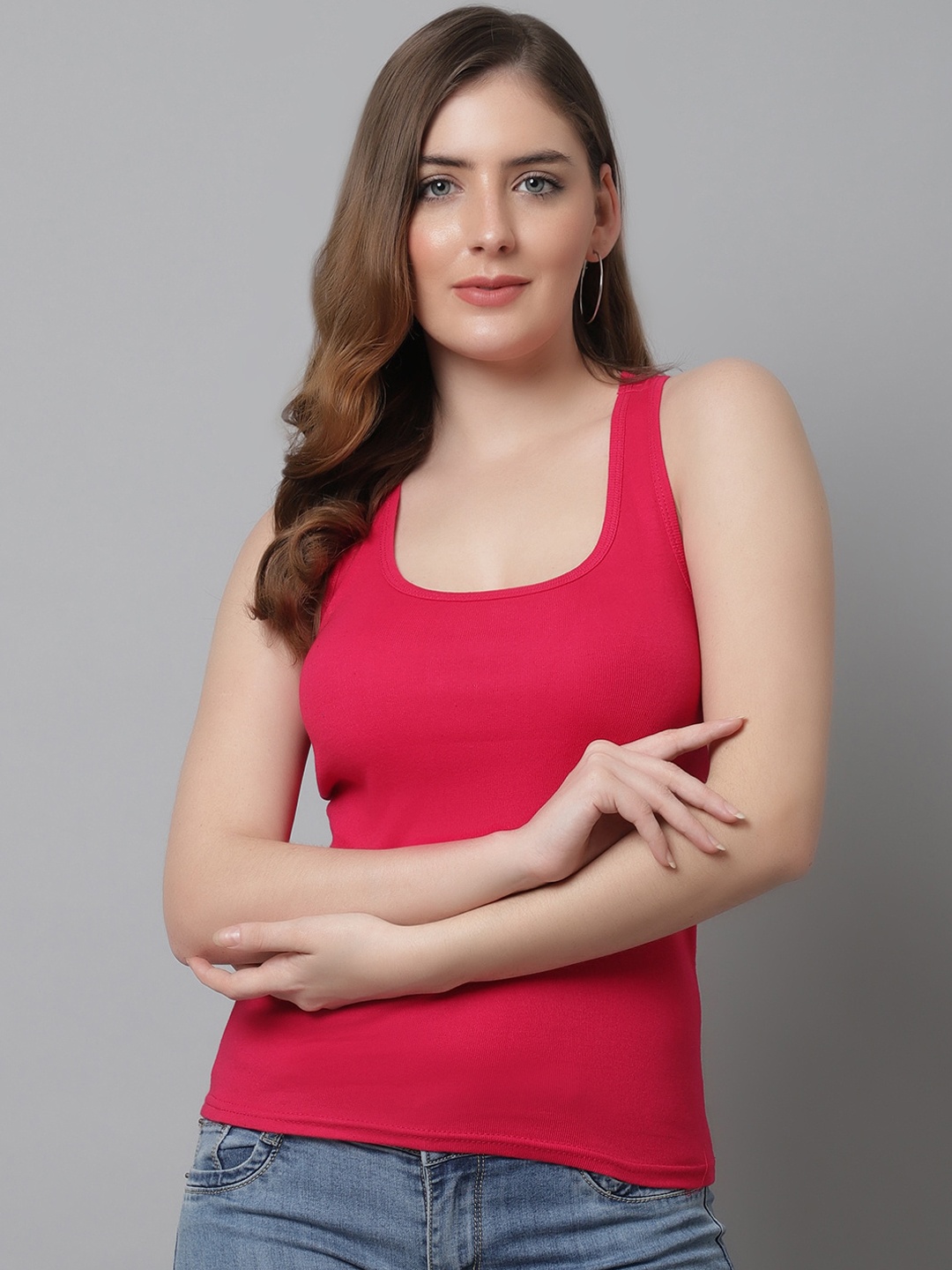 

KEX Women Cotton Racer Back Camisoles, Pink