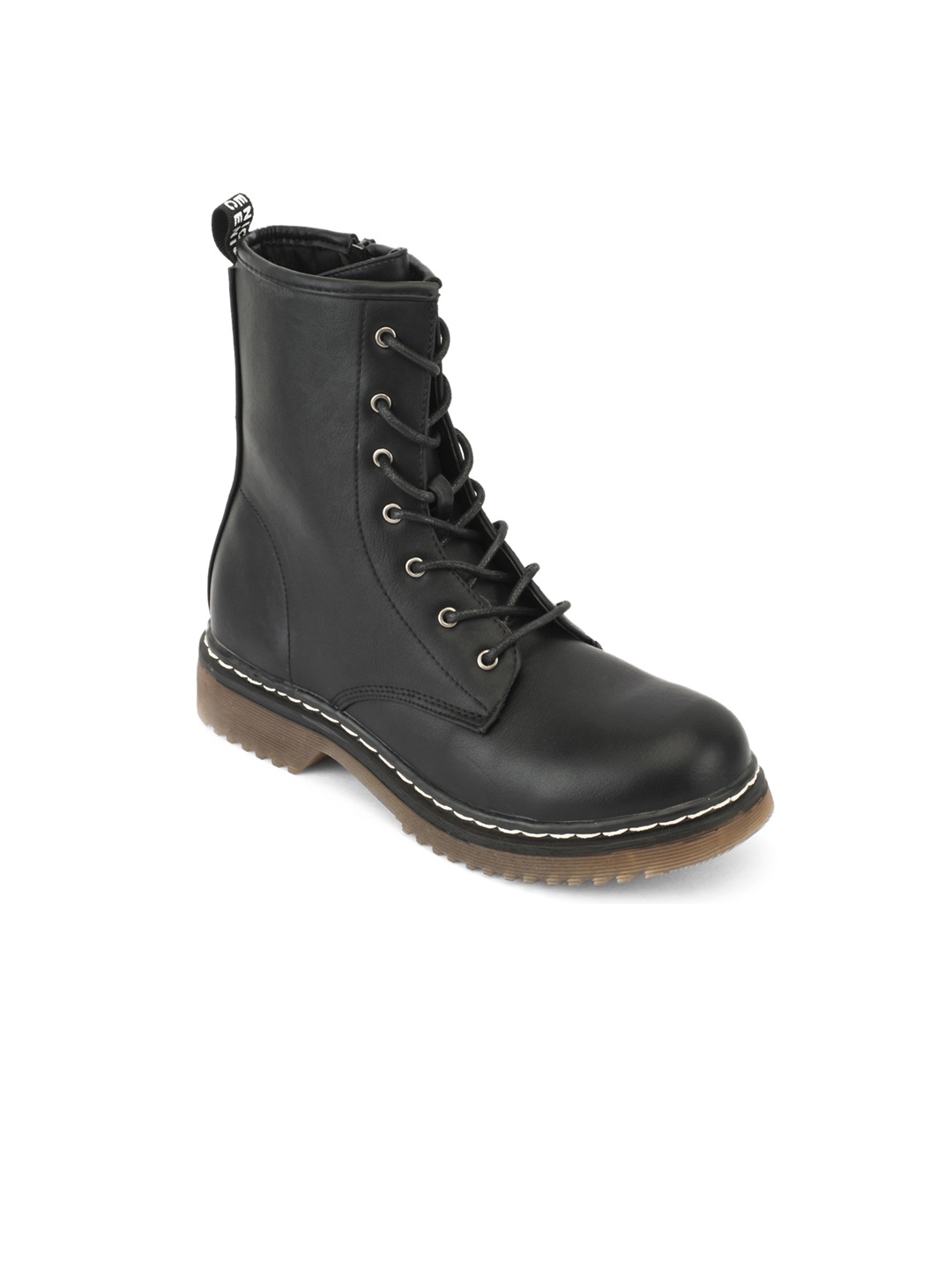 

Truffle Collection Women Black Solid Synthetic High-Top Flat Boots