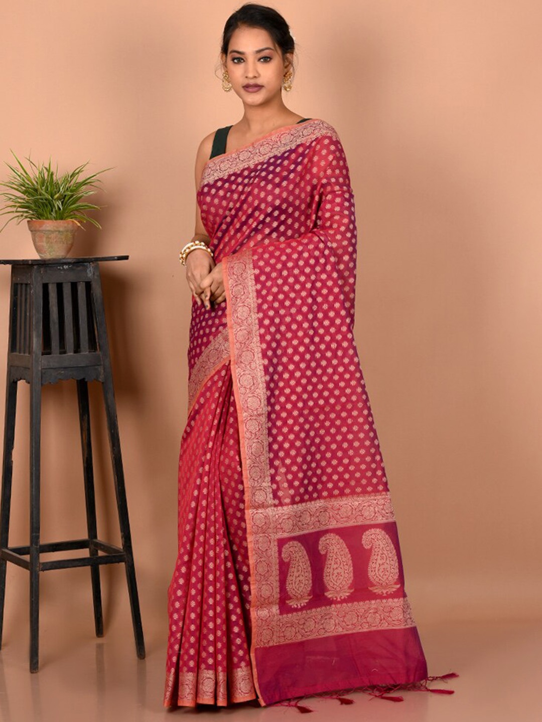 

AllSilks Ethnic Motifs Zari Saree, Purple