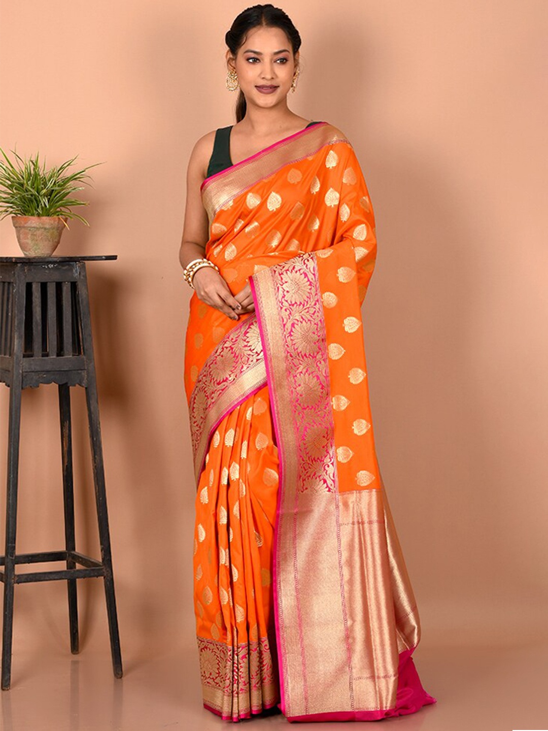 

AllSilks Ethnic Motifs Zari Uppada Saree, Rust