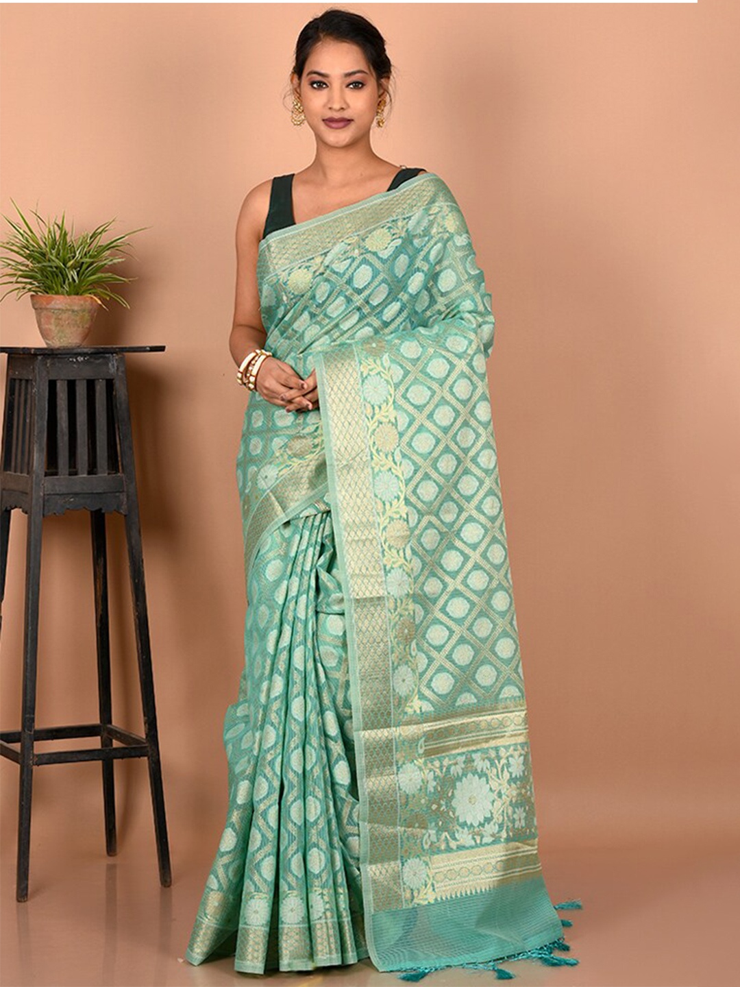 

AllSilks Woven Design Zari Saree, Blue