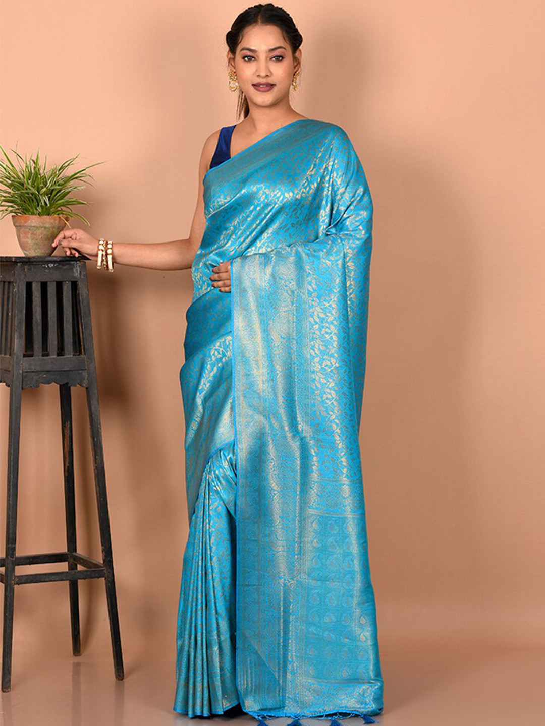 

AllSilks Woven Design Zari Saree, Blue