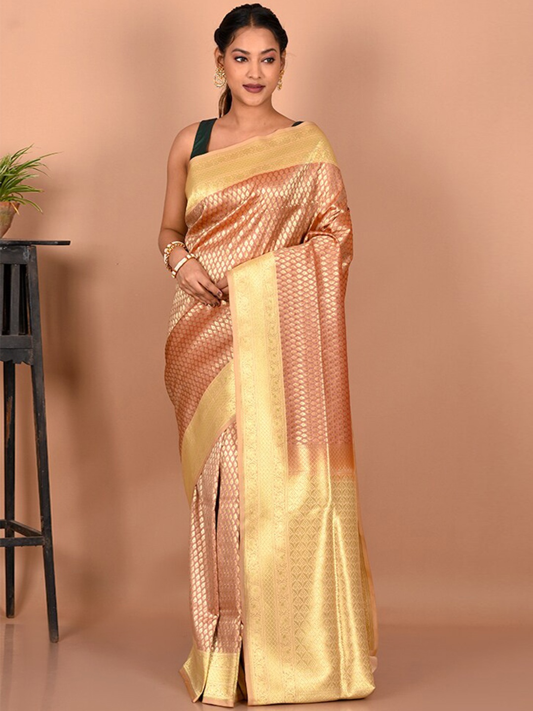 

AllSilks Woven Design Zari Uppada Saree, Pink